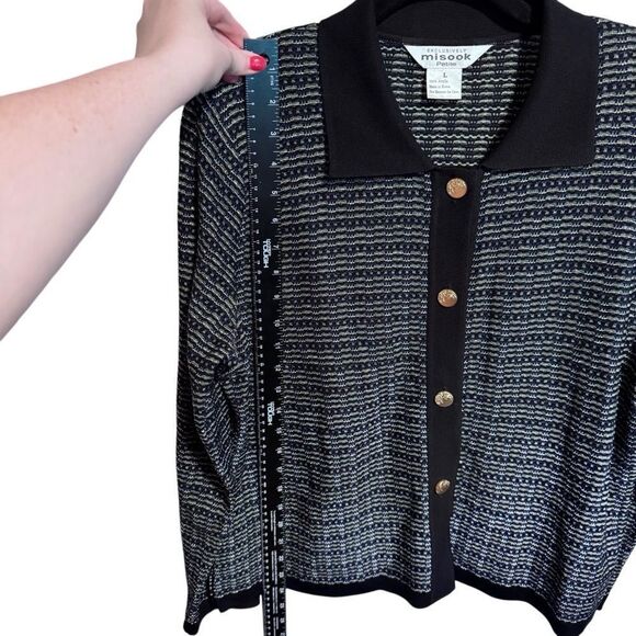 MISOOK- 2 Piece Matching Tank Sweater Set Black Blue Metallic, Size L Petite - Picture 7 of 14